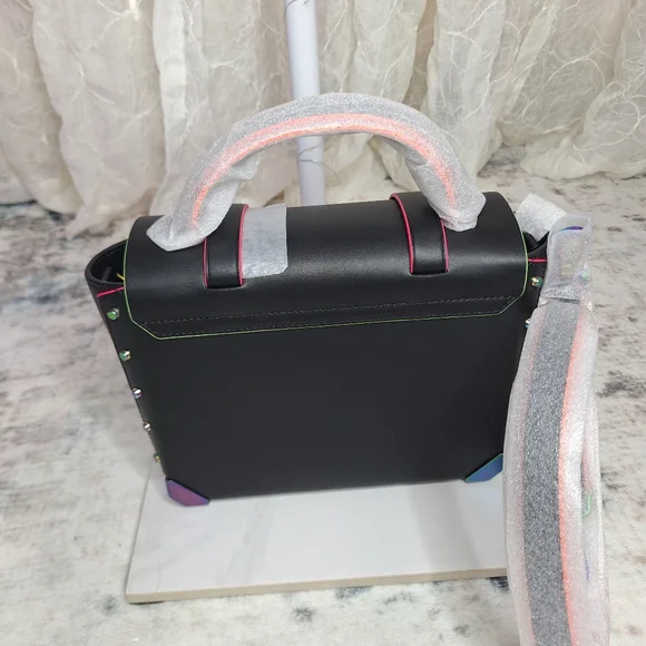 Michael Kors Manhattan Medium Contrast-Trim Leather Colorful School Satchel - Picture 8 of 14